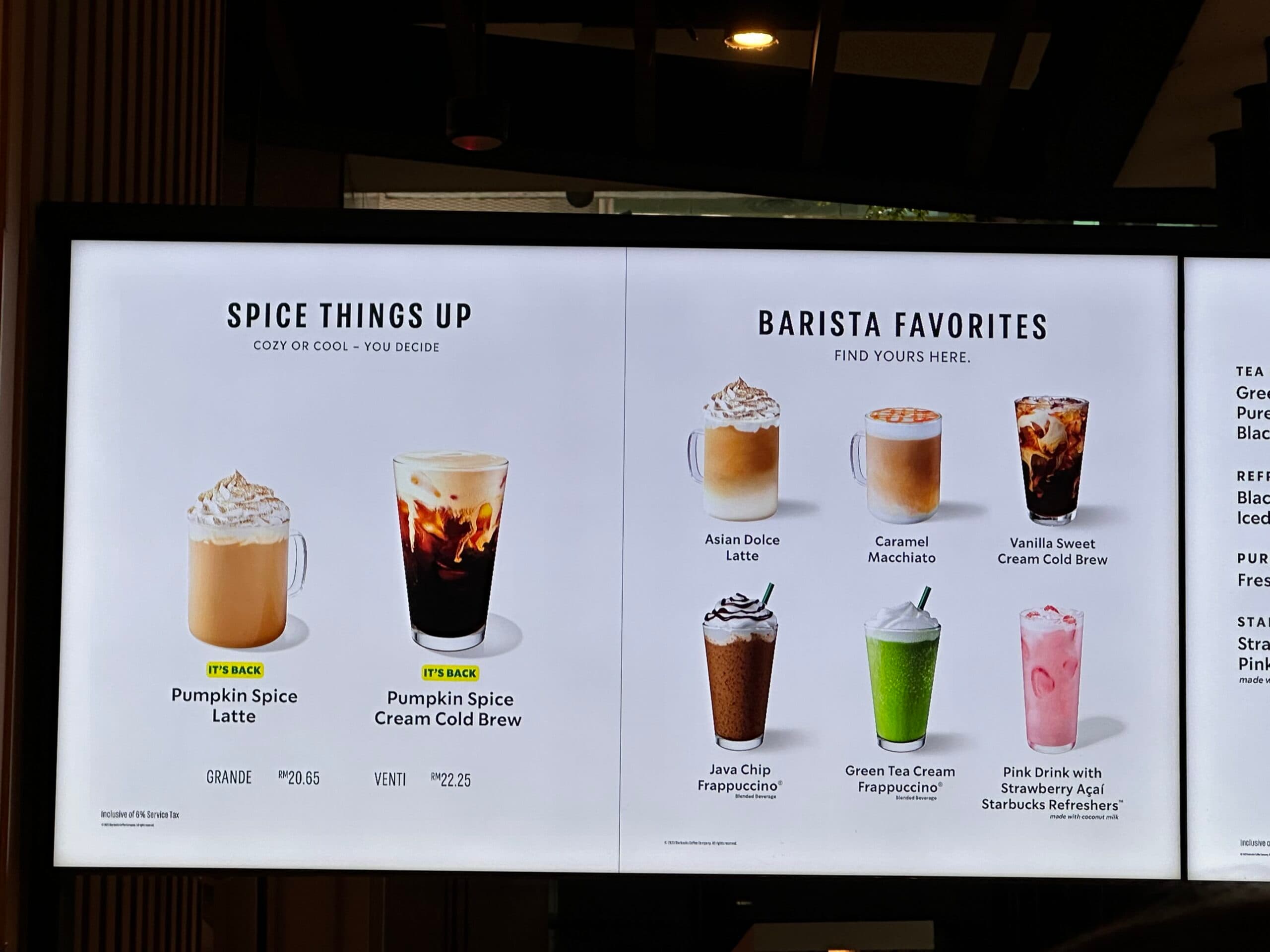 Starbucks Mid Valley Megamall (Ground Floor) menu page 1