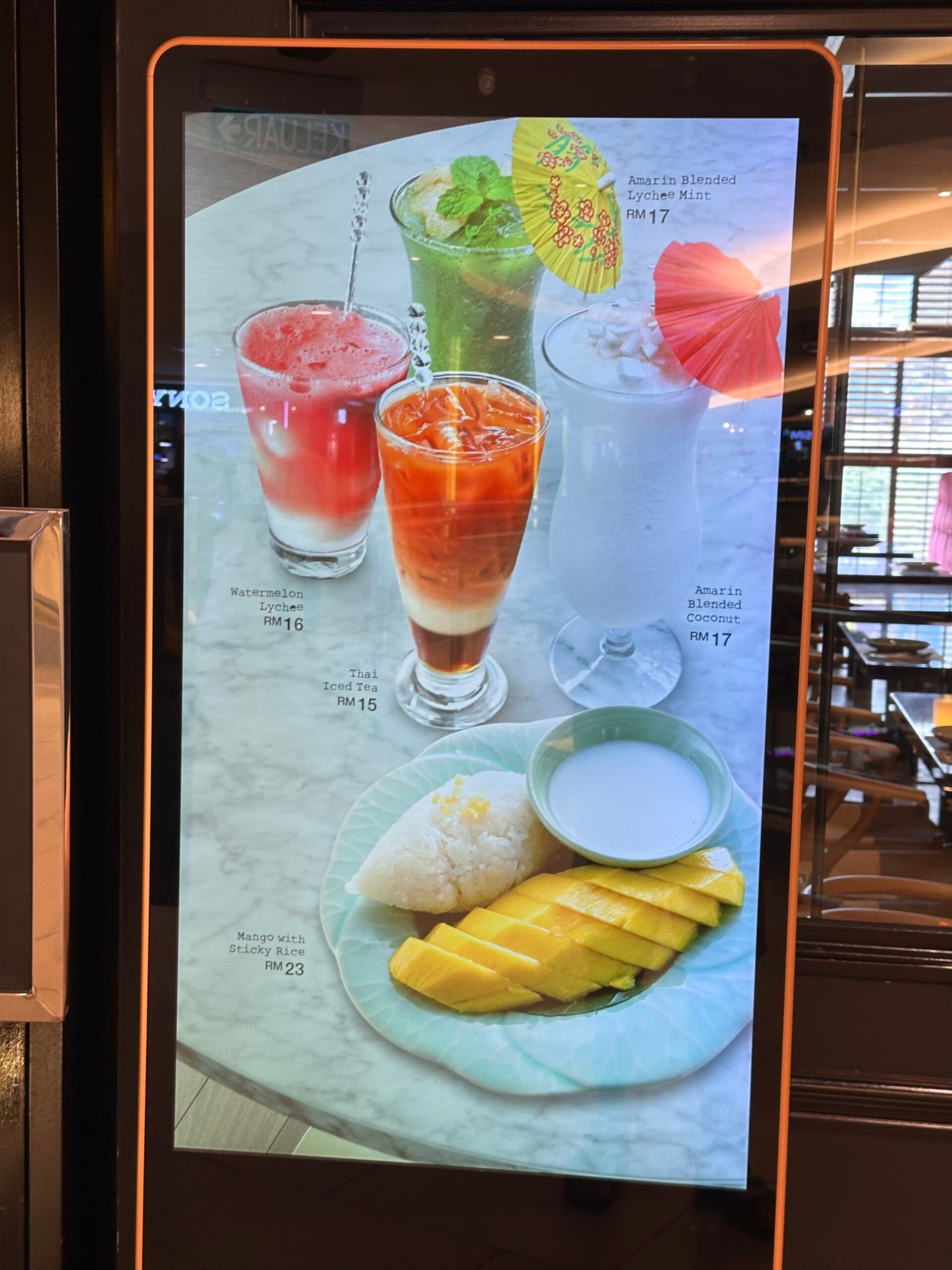 Amarin Heavenly Thai menu page 1