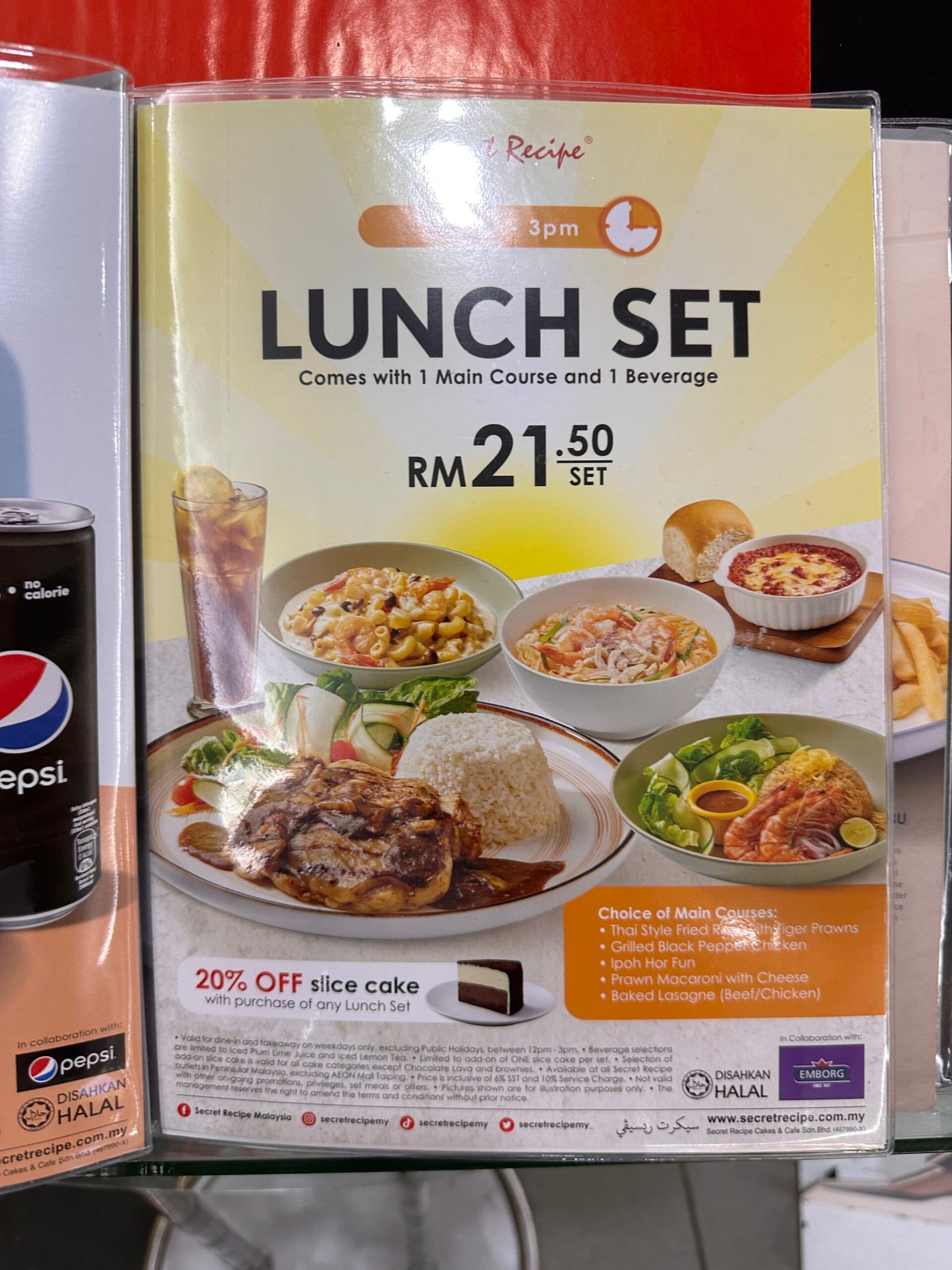 Secret Recipe Mid Valley Megamall menu page 1