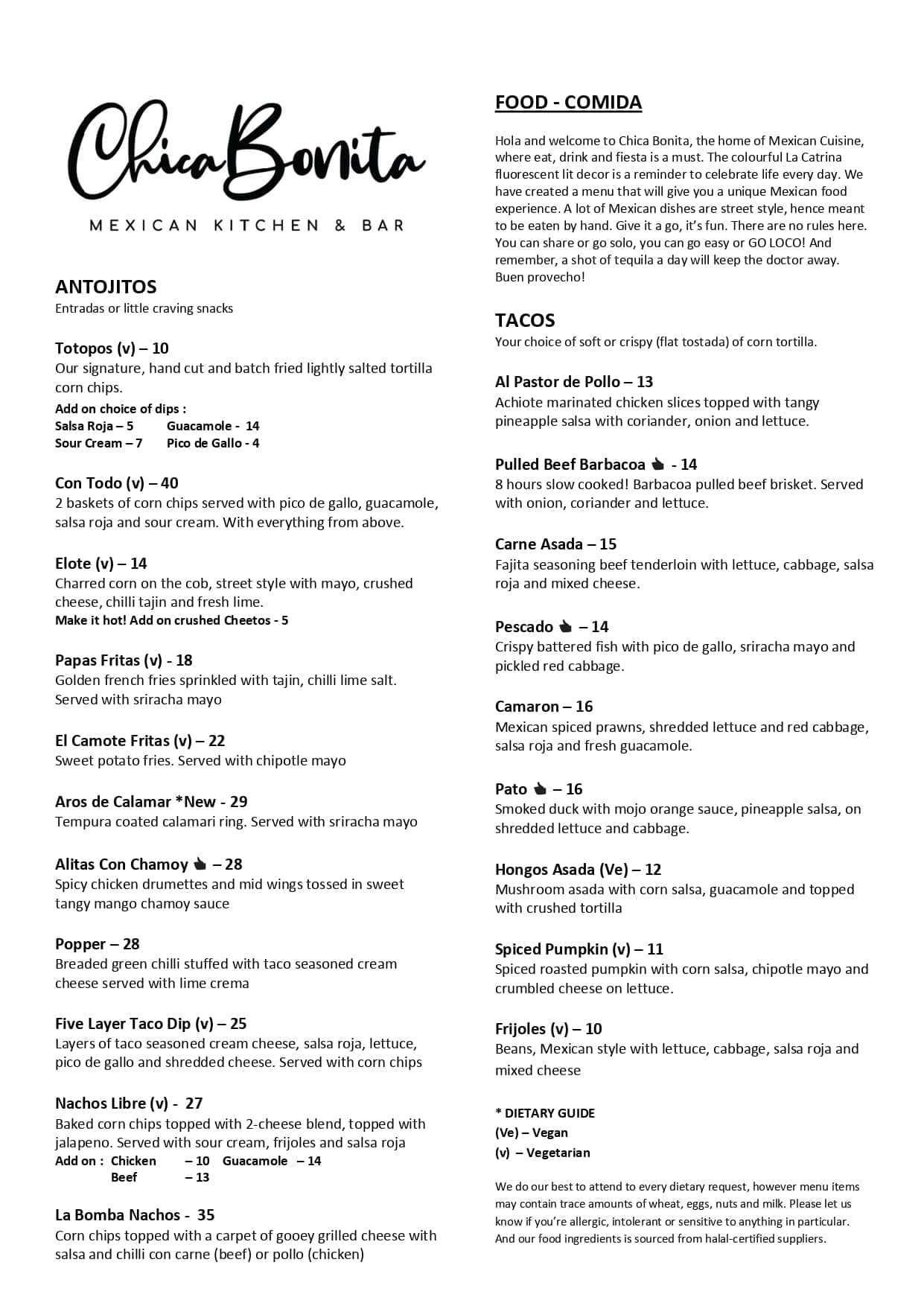 Chica Bonita @ Publika menu page 1