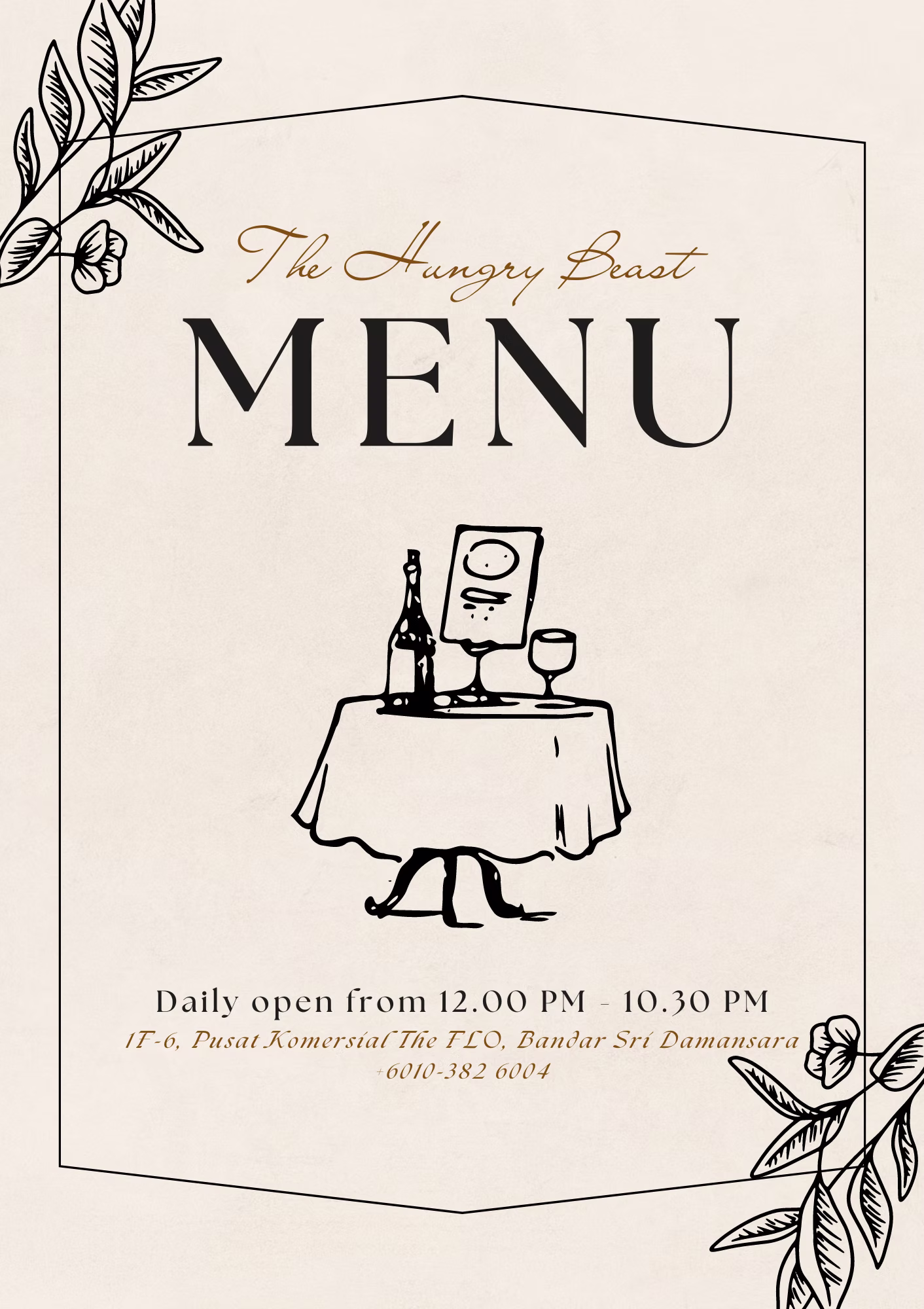 The Hungry Beast | Sri Damansara menu page 1