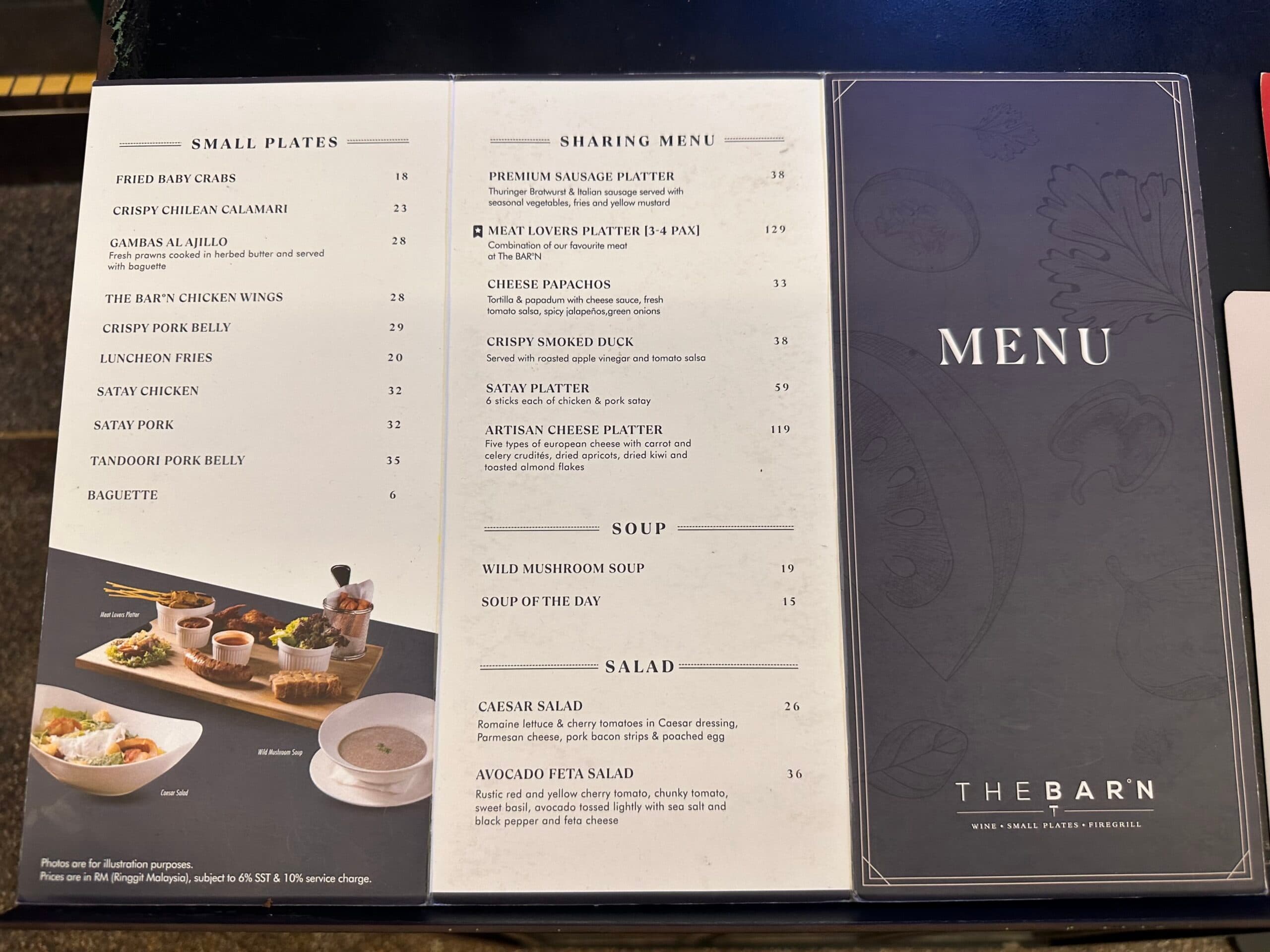 The Barn Gurney Plaza, Penang menu page 1