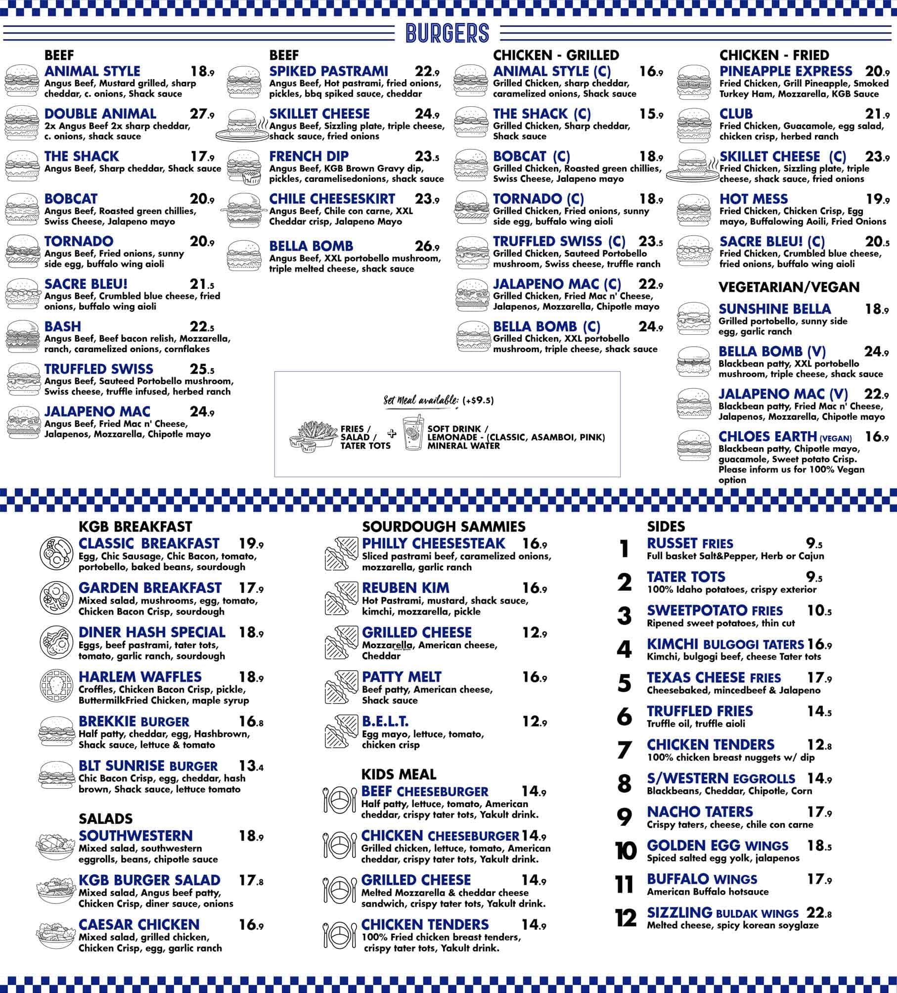 Killer Gourmet Burgers @ The Gardens Mall menu page 1