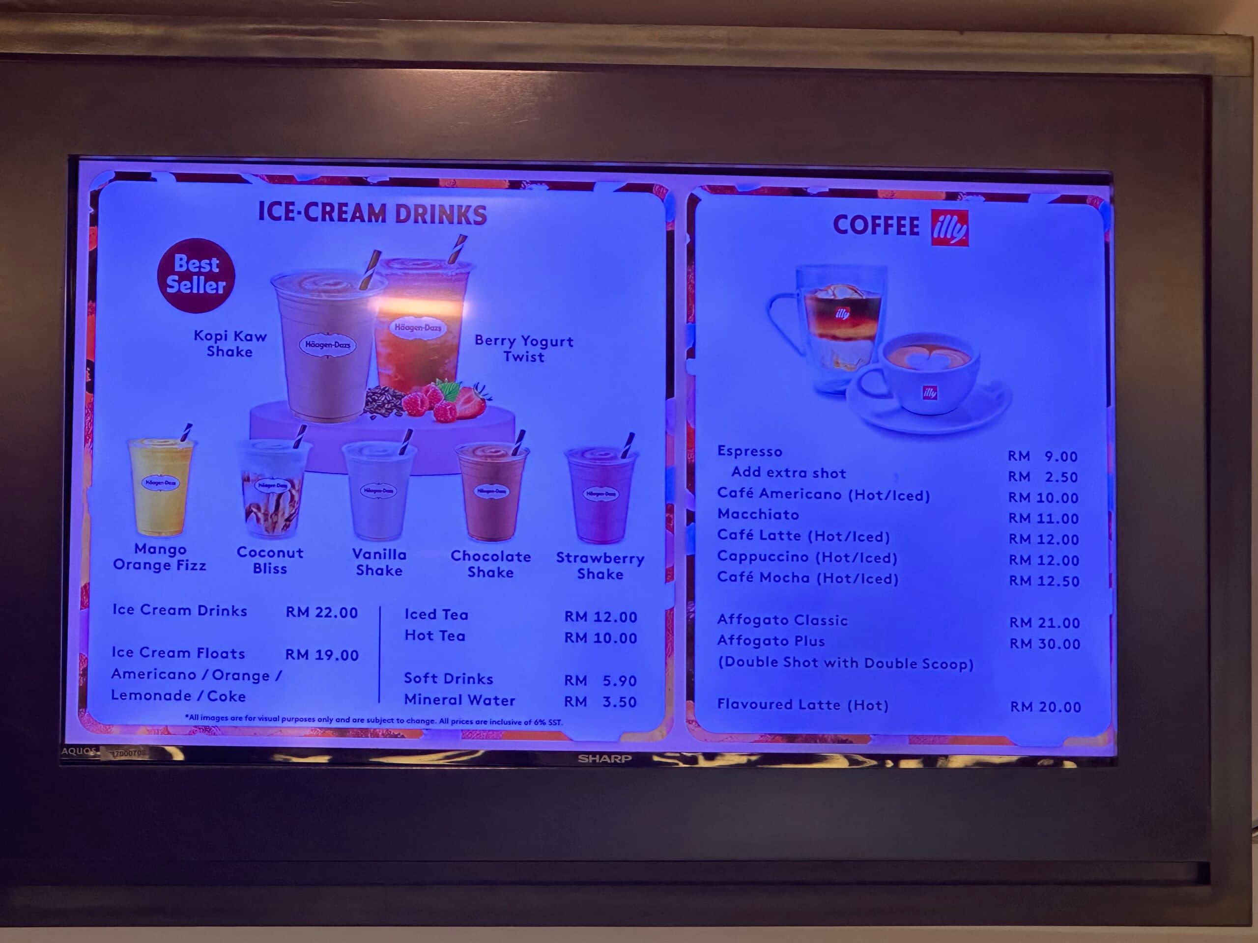 Häagen-Dazs Queensbay Mall menu page 1