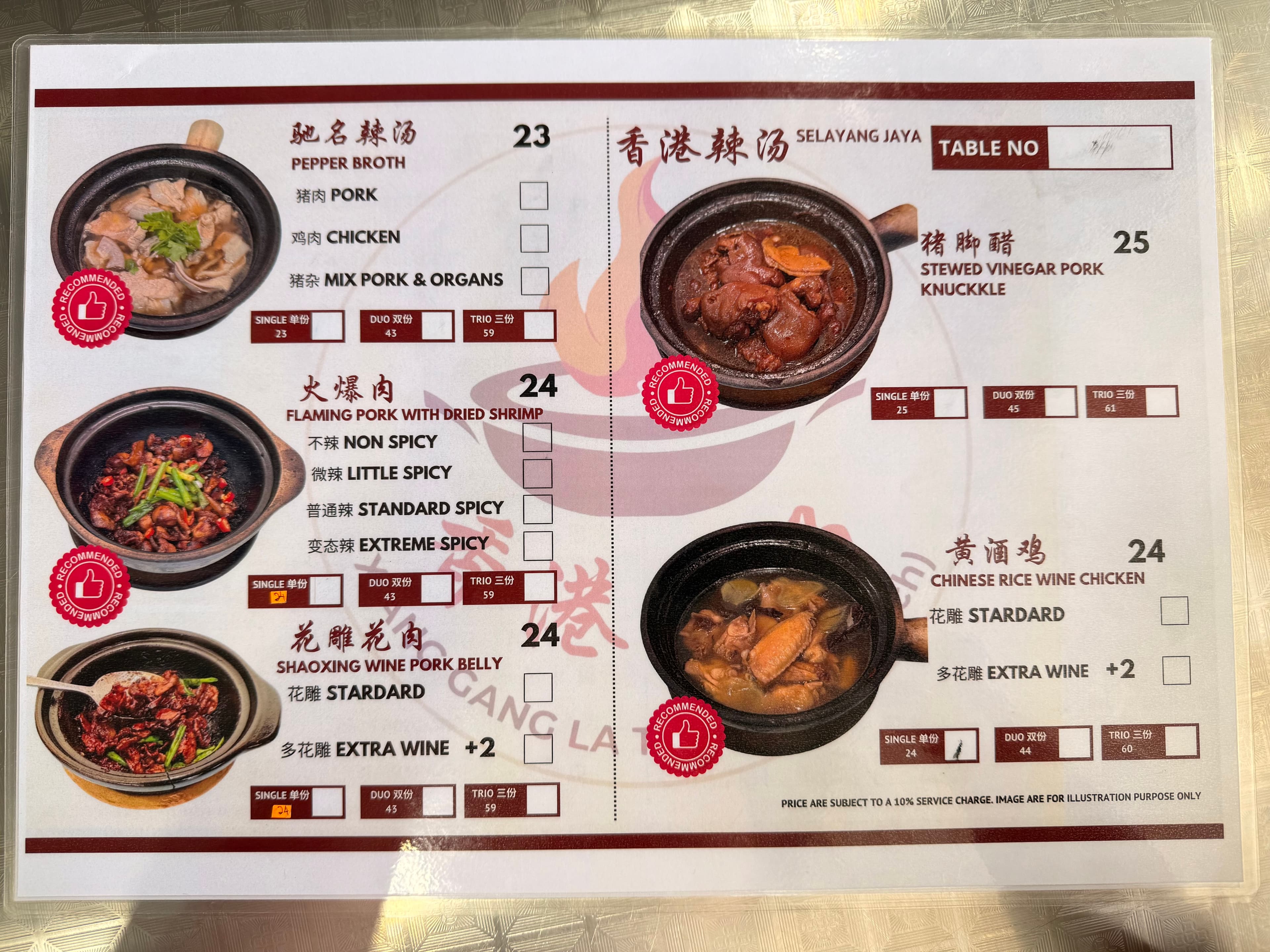 香港辣汤 Xiang Gang La Tong PJ分行 menu page 1