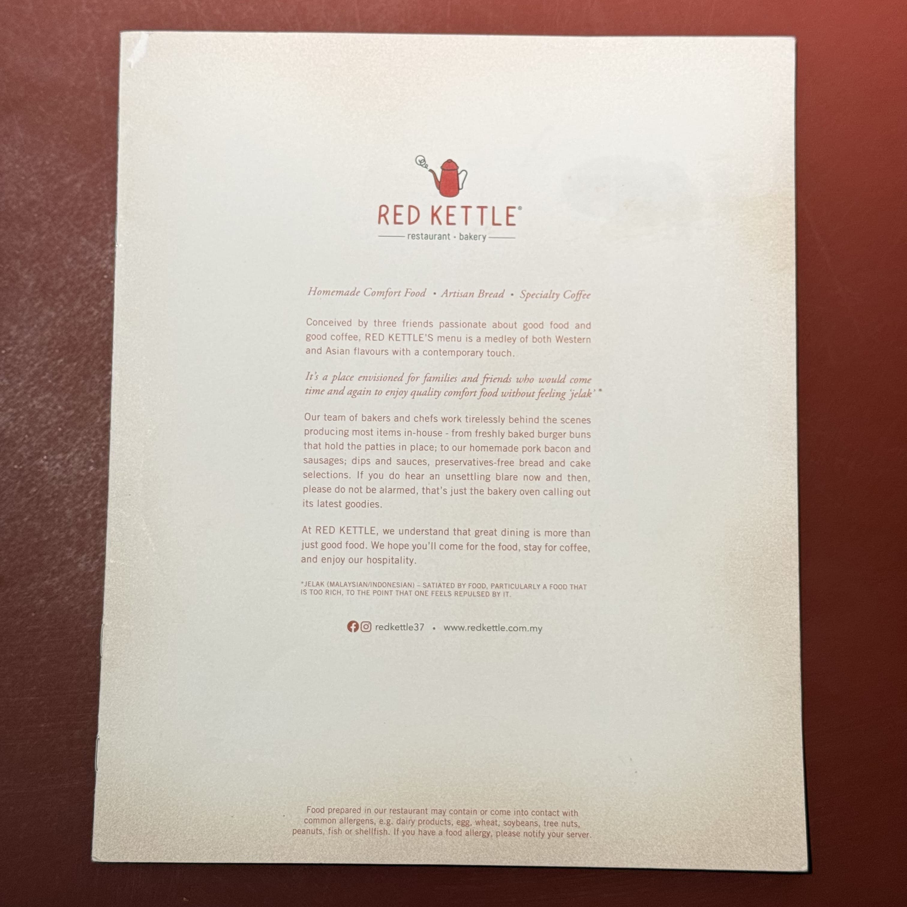 RED KETTLE @ THE GARDENS MALL menu page 1