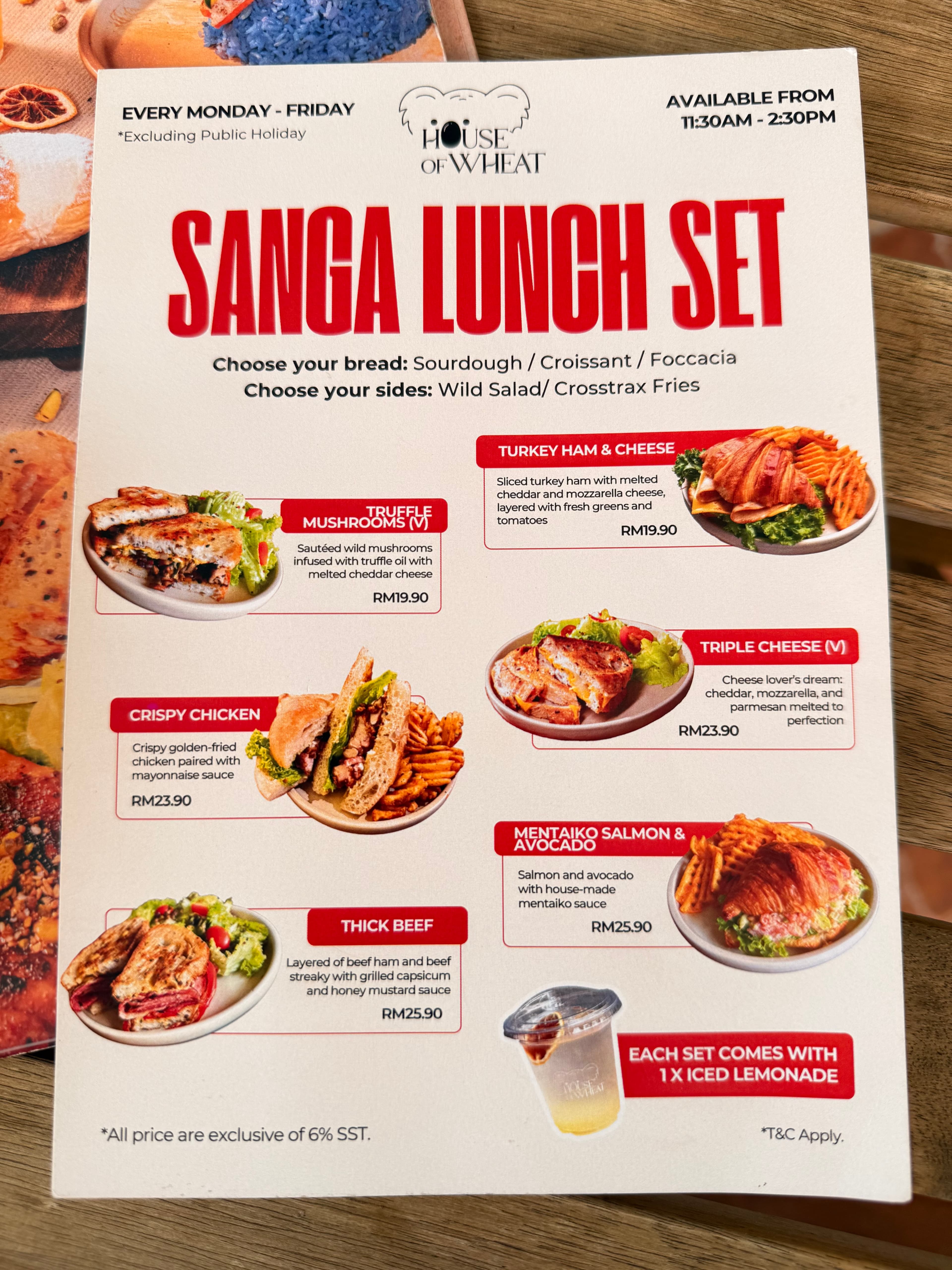 House of Wheat MENARA MUTIARA CENTRAL menu page 1