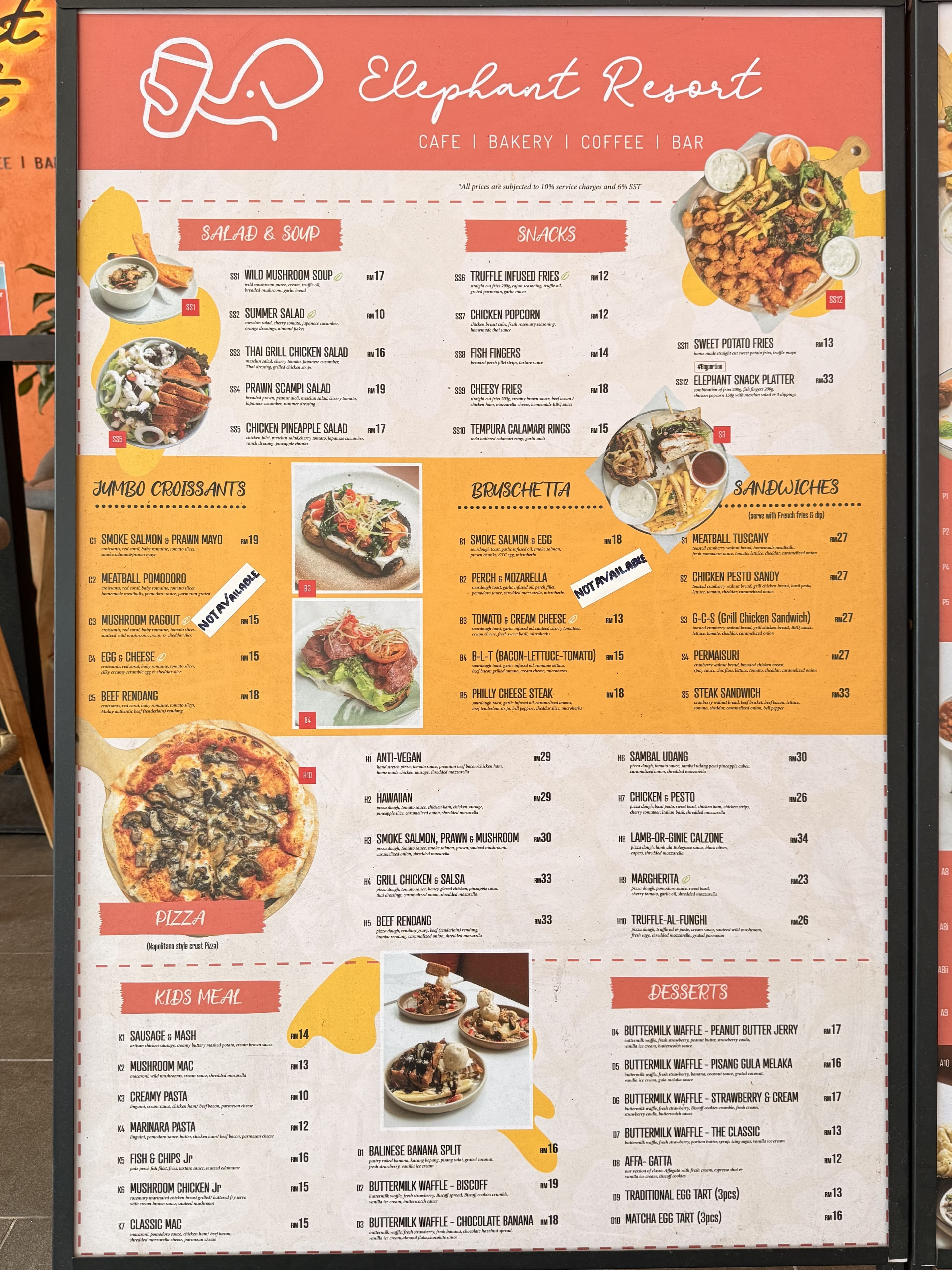 Elephant Resort Cafe menu page 1